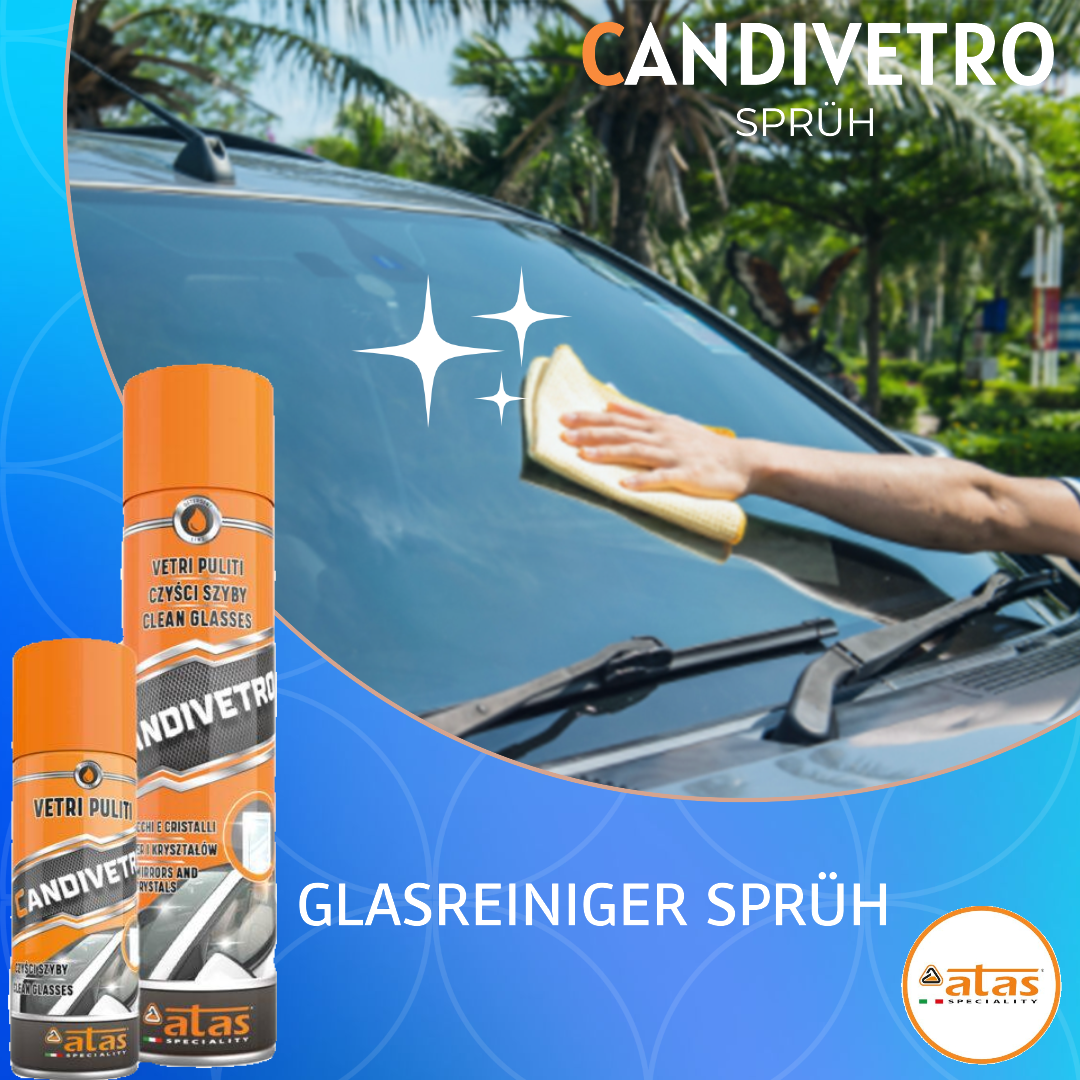 Atas Candivetro 400 ml – Aktivschaum für Glas und Kristall | Staubabweisende Wirkung | Schweiz