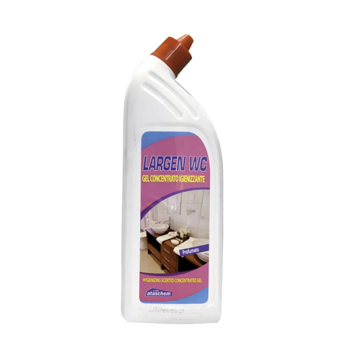 Flacone di gel igienizzante concentrato per WC, pulizia bagno professionale.