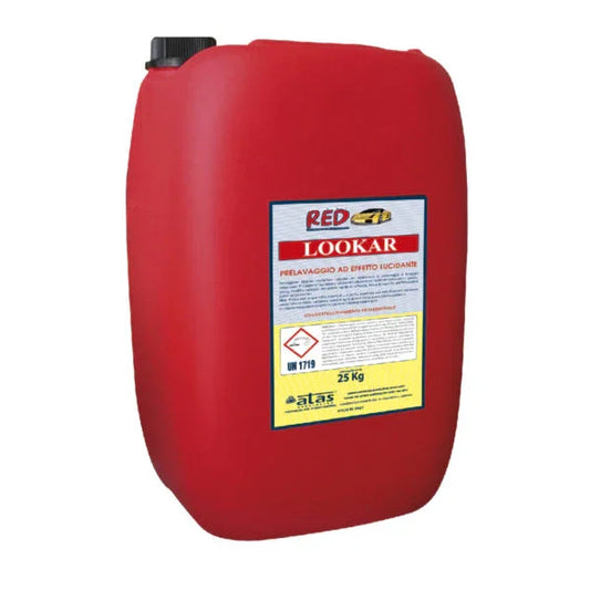Tanica rossa da 25 kg di shampoo lucidante Lookar per autolavaggio professionale