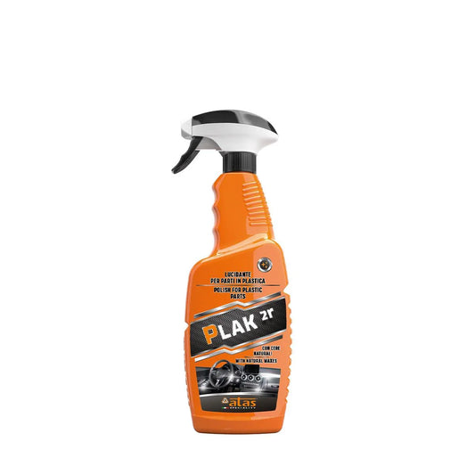 Detergente lucido per interni auto, flacone arancione con spruzzatore, 750 ml.