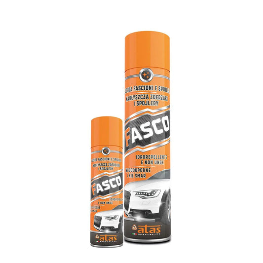 Spray ravvivante per plastiche auto Atas Fasco, confezione da 600 ml, vista frontale